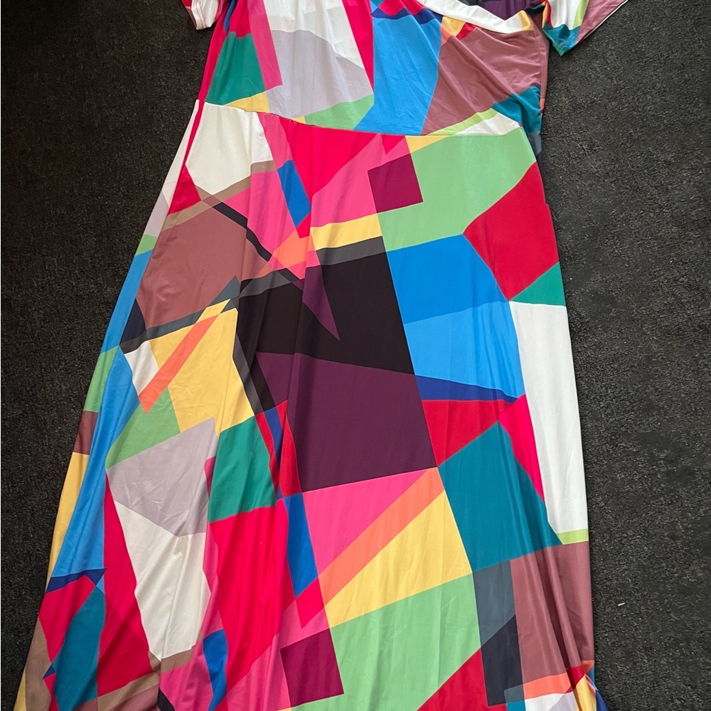 Vibrant Multicolor Geometric Maxi Dress